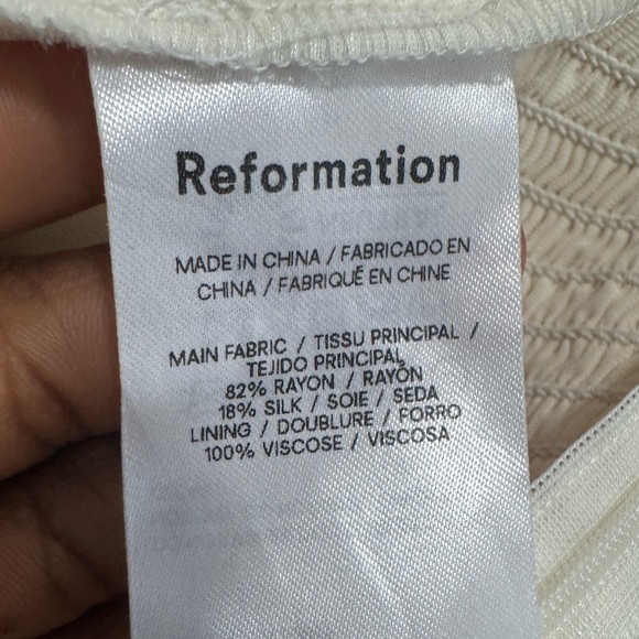 Reformation Amina Velvet Elegant Off-Shoulder White Top - Picture 10 of 12